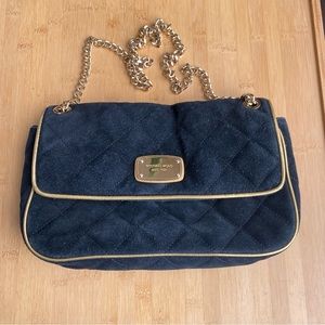 Michael Kors Jet Set Chain Item Small Quilted suede Shoulder Flap Bag Black NWT
